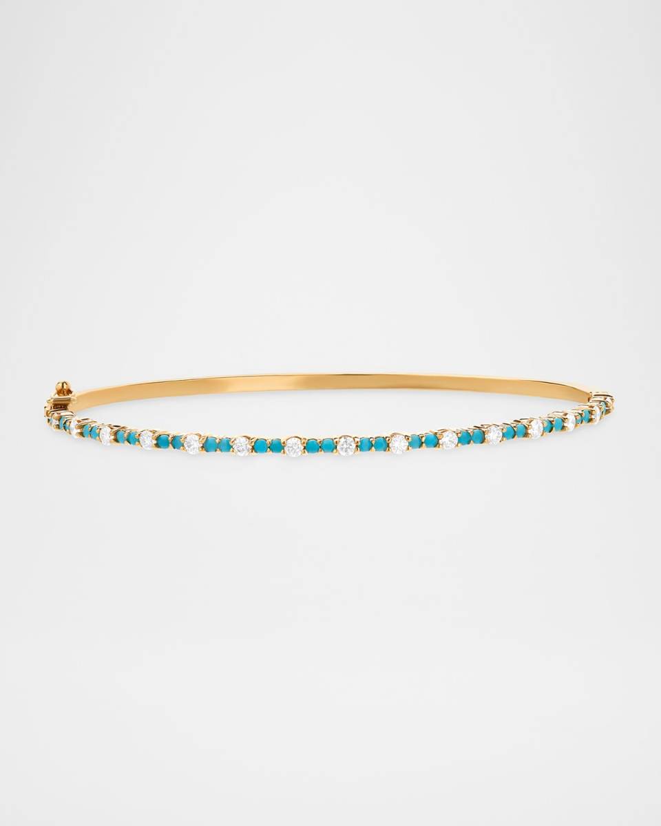 14K Turquoise and Diamond Bangle